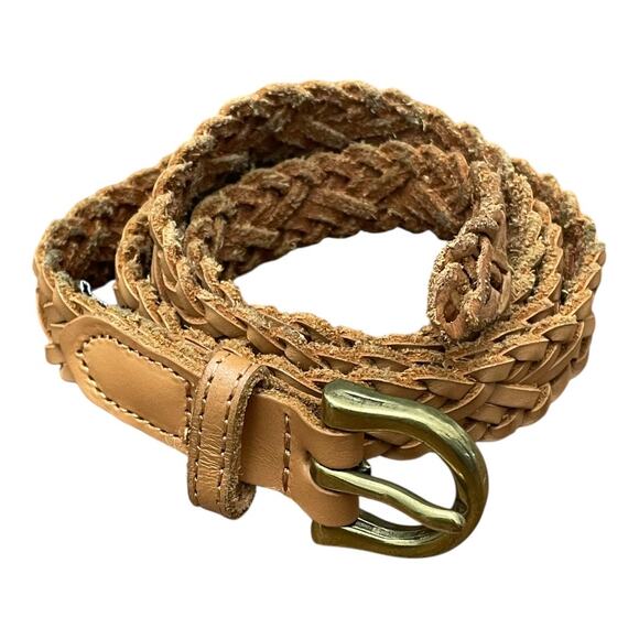 Madewell Accessories - Madewell Braided Woven Leather Belt Brown Tan One Size 38" long 3/4" Wide